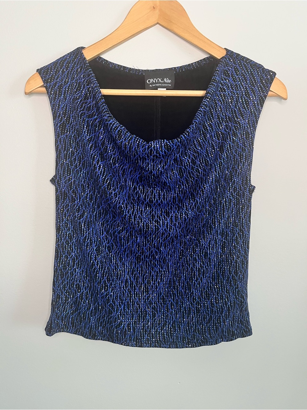Women's Onyx Nite by Wendye Chaitin Sparkly Cowl Neck Top
